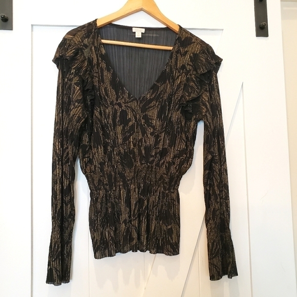 𝅺NORDSTROM Hinge Black Gold Metallic Whimsigoth Witchy Boho Bling Medium EUC - Picture 1 of 12